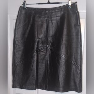 Vakko Sport Vintage Sleek Black Leather Pencil Skirt Size 12